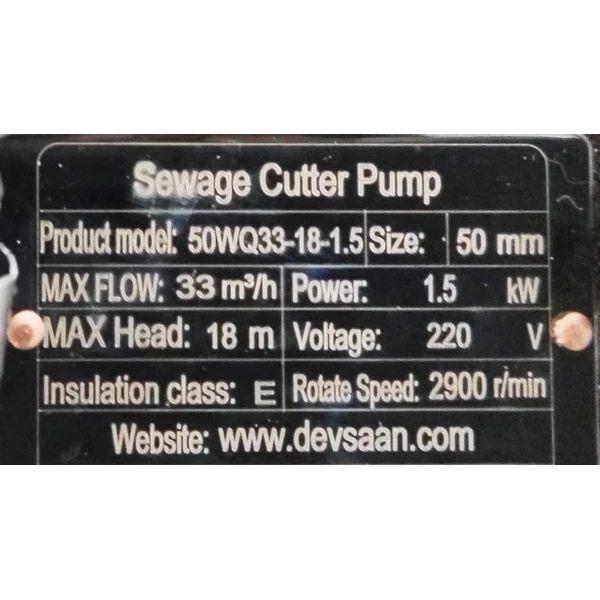 Sewage Cutter Pump 50WQ33-18-1.5 Pompa Celup Air Kotor - 2" - 2 Hp 220V 1 Fase
