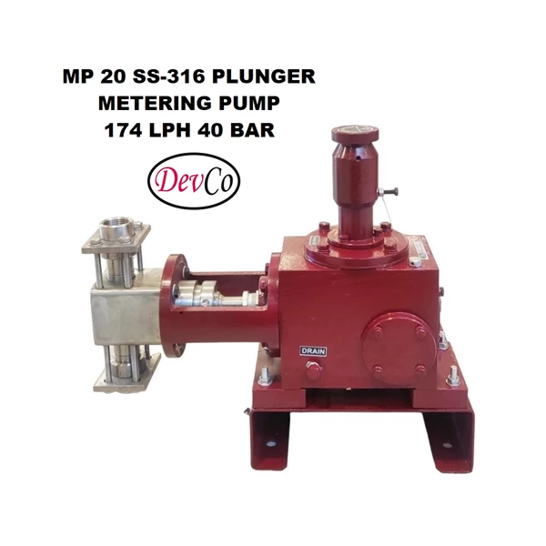 Pompa Dosing MP217440 SS-316 Plunger Metering Pump - 174 LPH 40 Bar