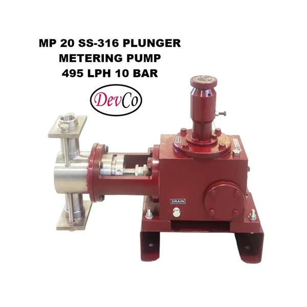 Pompa Dosing MP249510 SS-316 Plunger Metering Pump - 495 LPH 10 Bar