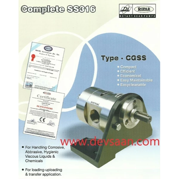 Gear Pump SS-316 CGSS-050 GP - Pompa Roda Gigi - Helical Gear Pump