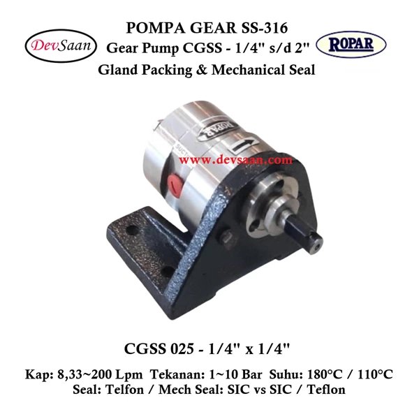 Gear Pump SS316 CGSS-025 (GP) Pompa Roda Gigi - 1/4" GP