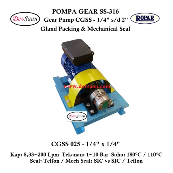 Gear Pump SS316 CGSS-025 (MS) - 1/4" MS