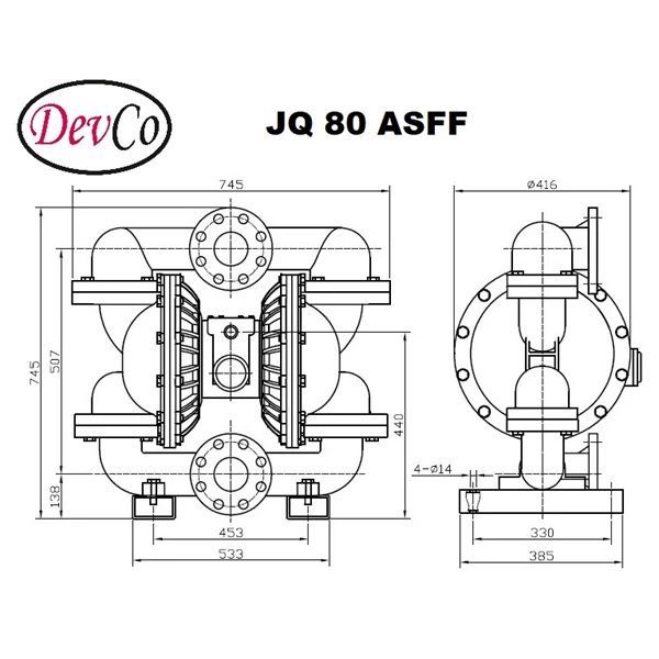 Diaphragm Pump JQ 80 ASFF (Graco OEM) Pompa Diafragma Devco - 3"