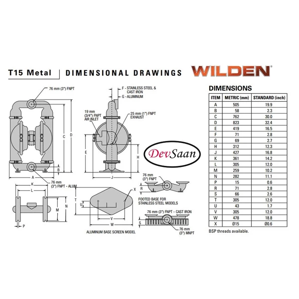 Pneumatic Diaphragm Pump T15 Wilden - 3"