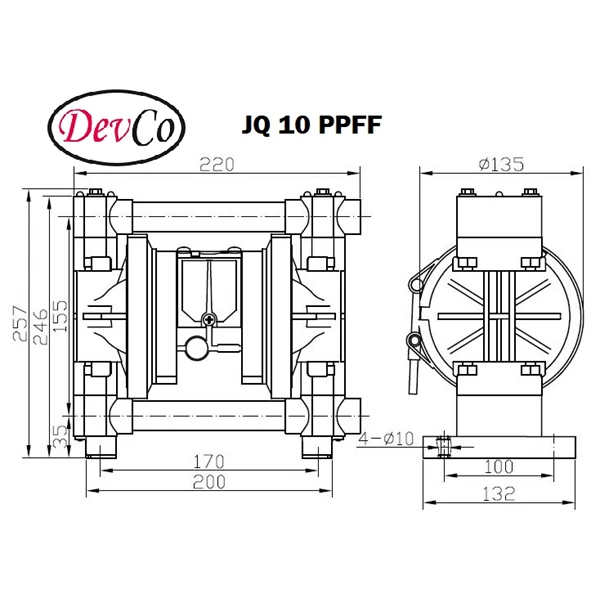 Diaphragm Pump JQ 10 PPFF (Graco OEM) Pompa Diafragma Devco - 3/8"