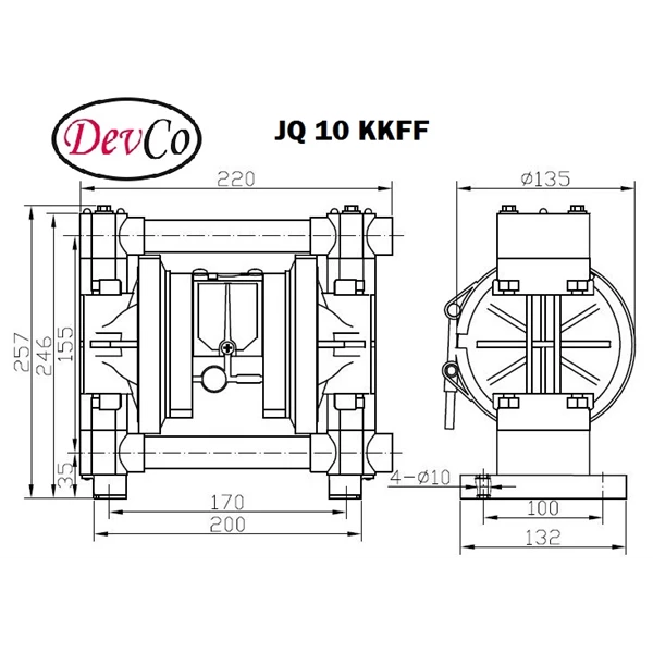 Pneumatic Diaphragm Pump JQ 10 KKFF Devco - 3/8" (Graco OEM)