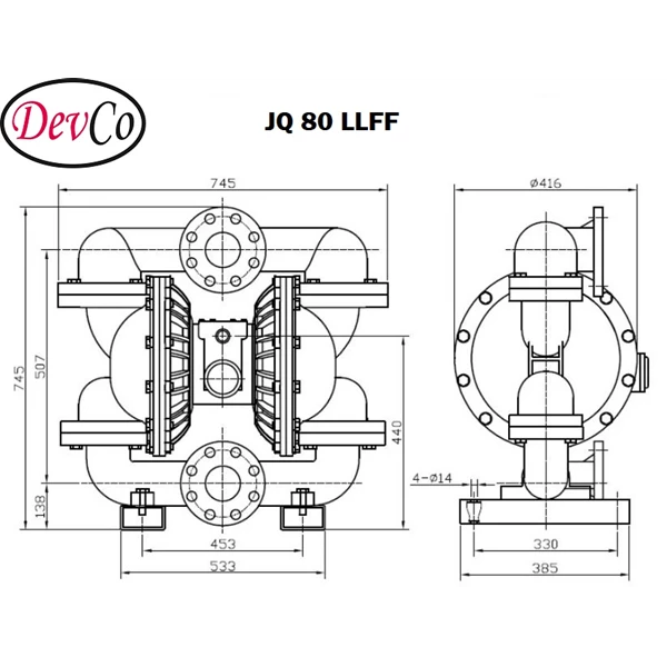 Diaphragm Pump JQ 80 LLFF (Graco OEM) Pompa Diafragma Devco -  3"