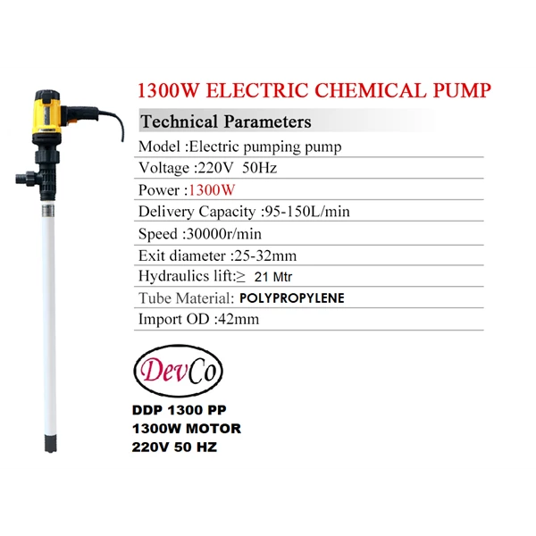 Drum Pump Polypropylene DDP 1300 PP - 25 - 32 mm