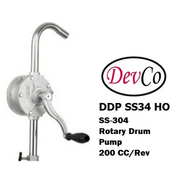 SS-304 Rotary Hand Operated Drum Pump DDP SS34 HO - 1"