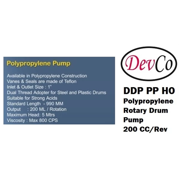 Polypropylene Rotary Hand Operated Drum Pump DDP PP HO - 1"