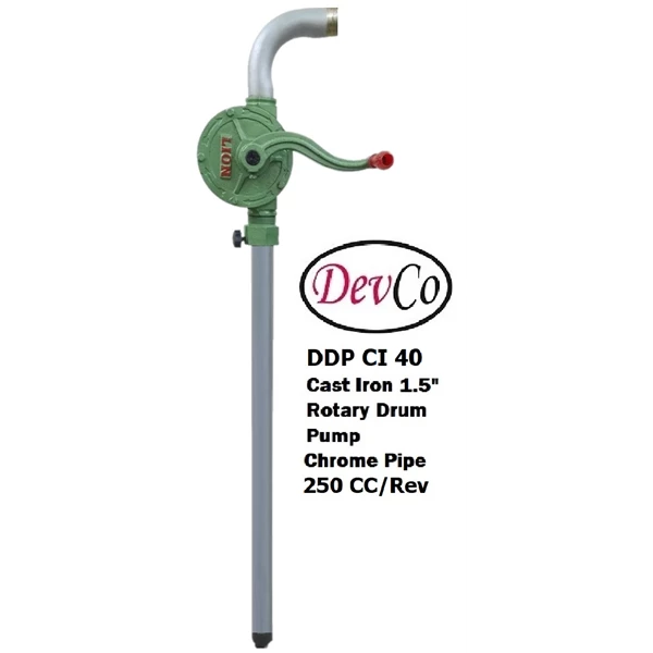 CI Chrome Rotary Hand Operated Drum Pump DDP CI40 HO - 40 mm