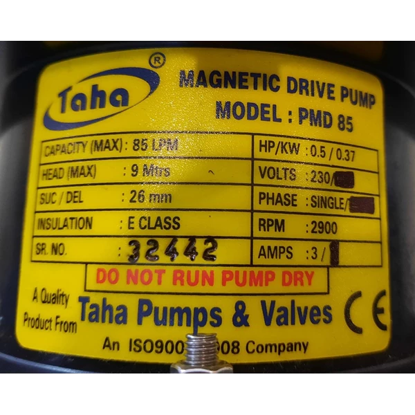 Polypropylene Magnetic Drive Pump PMD-85 - 26 mm x 26 mm