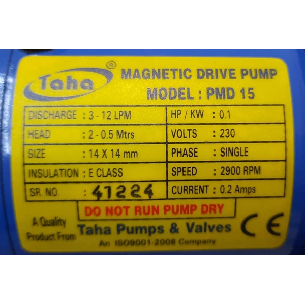 PVDF Magnetic Drive Pump PMD-15 - 14 mm x 14 mm