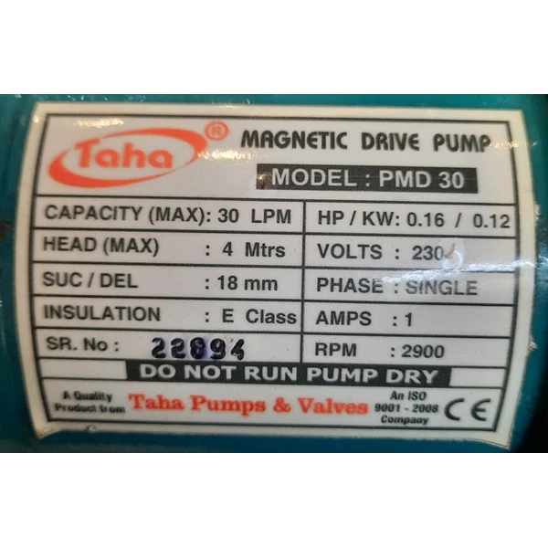 PVDF Magnetic Drive Pump PMD-30 Pompa Magnetik - 18 mm x 18 mm