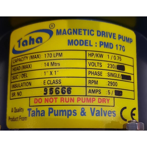 PVDF Magnetic Drive Pump 1 Fase PMD-170 Pompa Magnetik - 1" x 1"