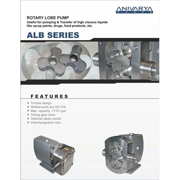 Rotary Lobe Pump ALB-150S - 1.5" x 1.5" - 120 Lpm 7 Bar