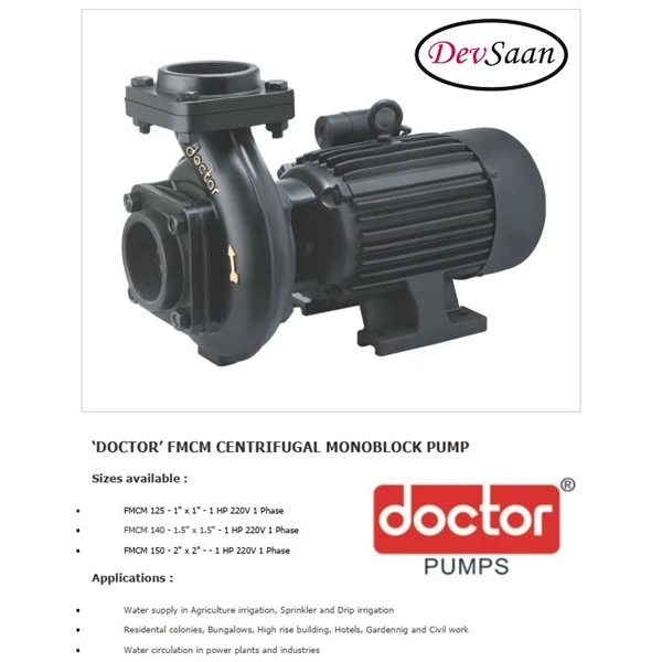 Centrifugal Monoblock Water Pump FMCM-140 Pompa Air - 1.5" x 1.5" - 1 Hp 220V 1 Fase